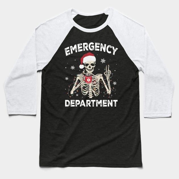 Emergency Department Christmas, Skeleton Christmas Baseball T-Shirt by kiperb